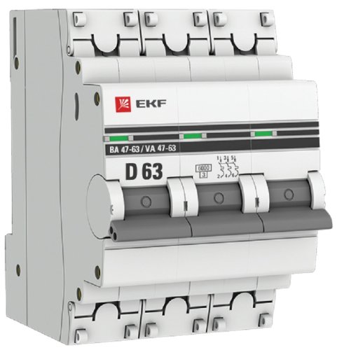 Выключатель автоматический EKF PROxima ВА47-63 3п 63А D 6кА фото Выключатель автоматический EKF PROxima ВА47-63 3п 63А D 6кА картинка